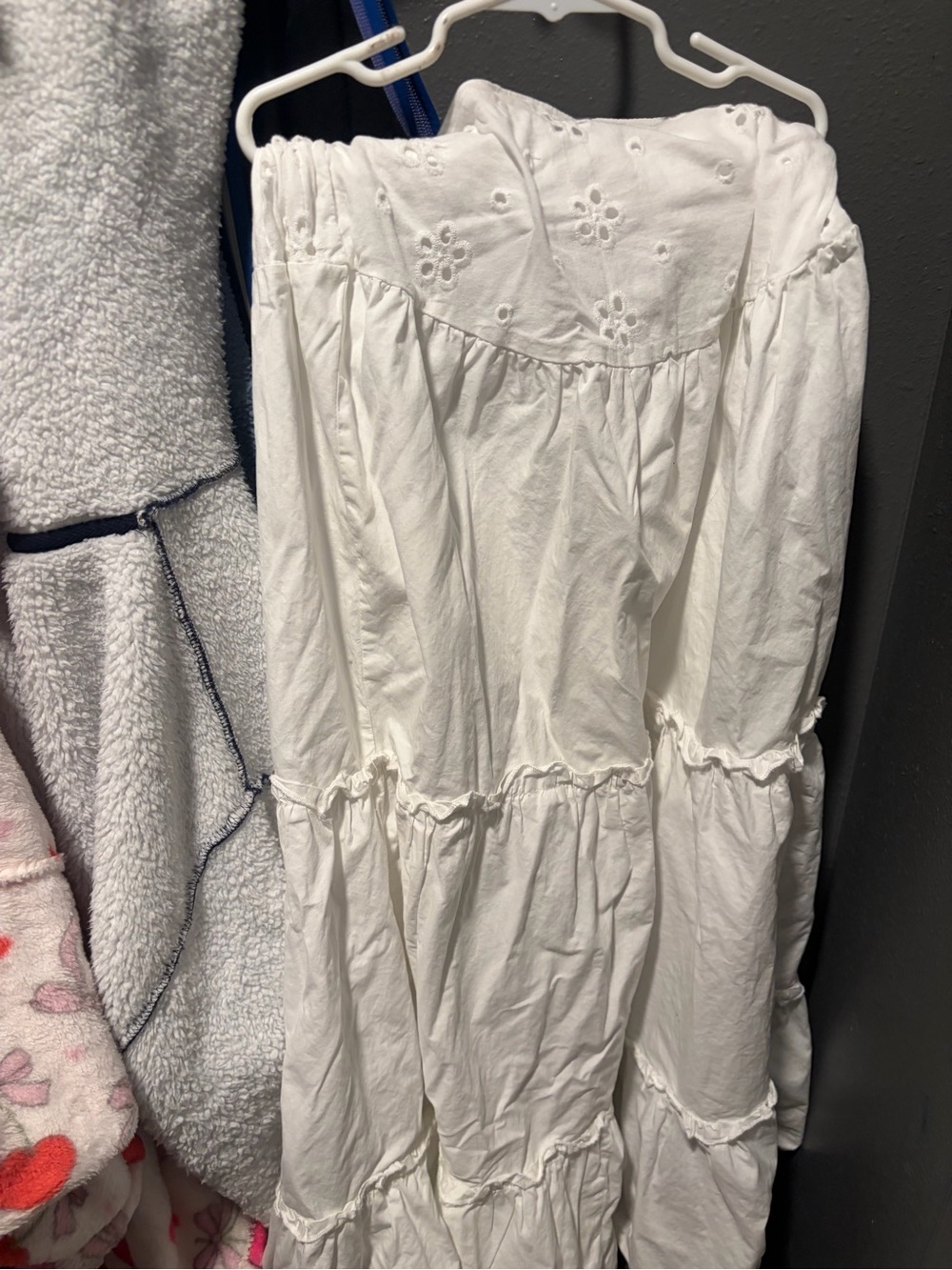Cider White Tiered Eyelet Maxi Skirt